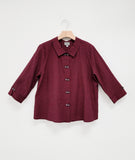 red and black striped button down blouse