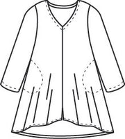 illustration of a pullover top with a vneck, 3/4 sleeves and pockets sewn into the side seams