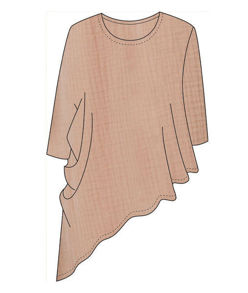 TAUPE  ASYMMETRICAL TOP WITH ONE DRAPED SIDE