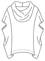 drawing of a boxy top with a cowl neck
