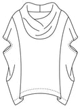 drawing of a boxy top with a cowl neck