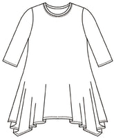 illustration of a pullover tee with a hankerchief hem on the sides
