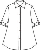 illustration of a button down blouse with cuffed sleeves