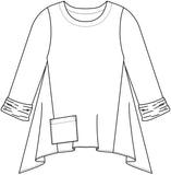 drawing of a top with a full body and single hip pocket