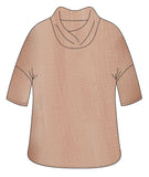 taupe boxy pullover with a large cowl neck