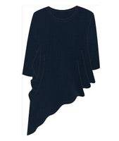 NAVY  ASYMMETRICAL TOP WITH ONE DRAPED SIDE