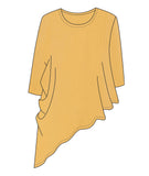 YELLOW ASYMMETRICAL TOP WITH ONE DRAPED SIDE