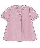 illustration of a red and white pinstripe top with a boxy body and a vneck